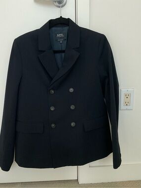 A.P.C. Double-Breasted Navy Pea Coat